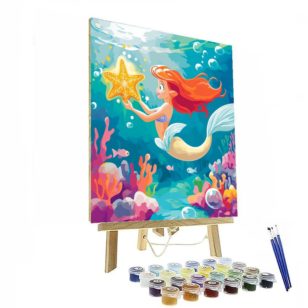 Ariel Coral Reef Starfish Map Paint by numbers art