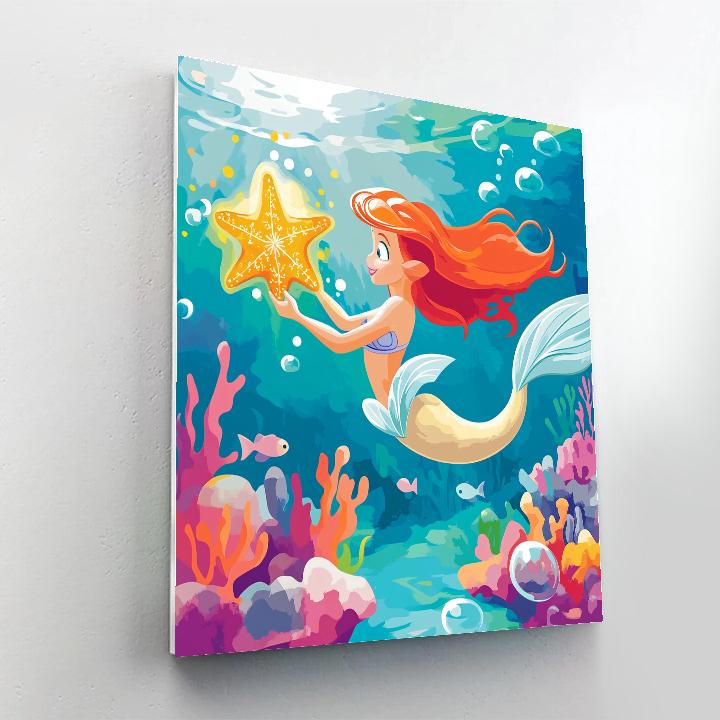 Ariel Coral Reef Starfish Map Paint by numbers art