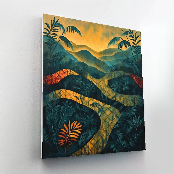 Frida Kahlo Inspired Volcanic Rainforest Memory Lattice paint by numbers