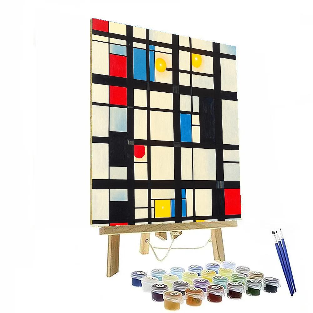 Piet Mondrian Inspired City Grid At Night Paint by numbers art