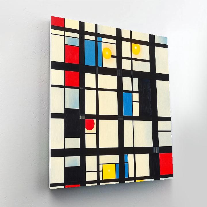 Piet Mondrian Inspired City Grid At Night Paint by numbers art