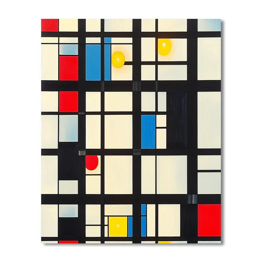 Piet Mondrian Inspired City Grid At Night Paint by numbers art