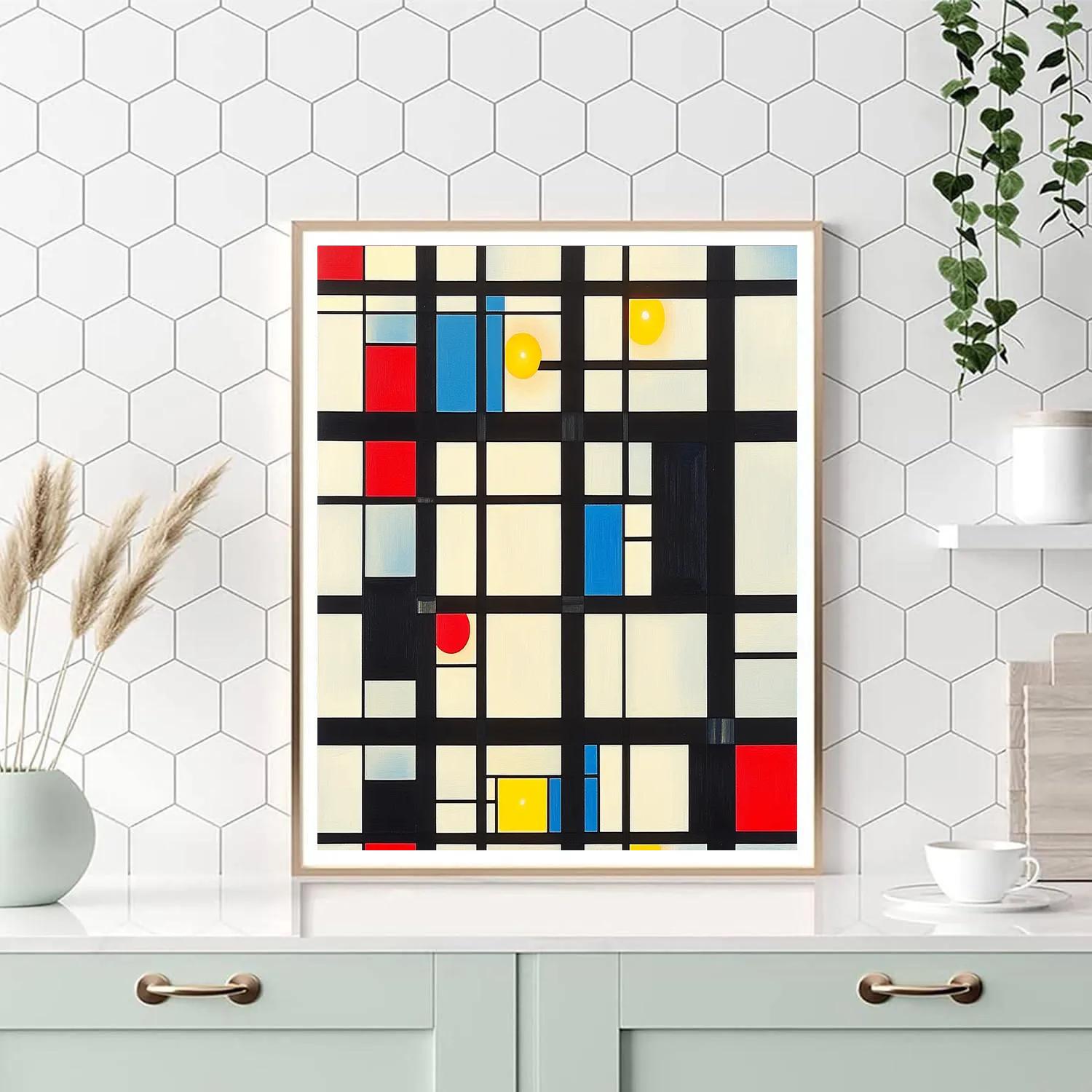Piet Mondrian Inspired City Grid At Night Paint by numbers art