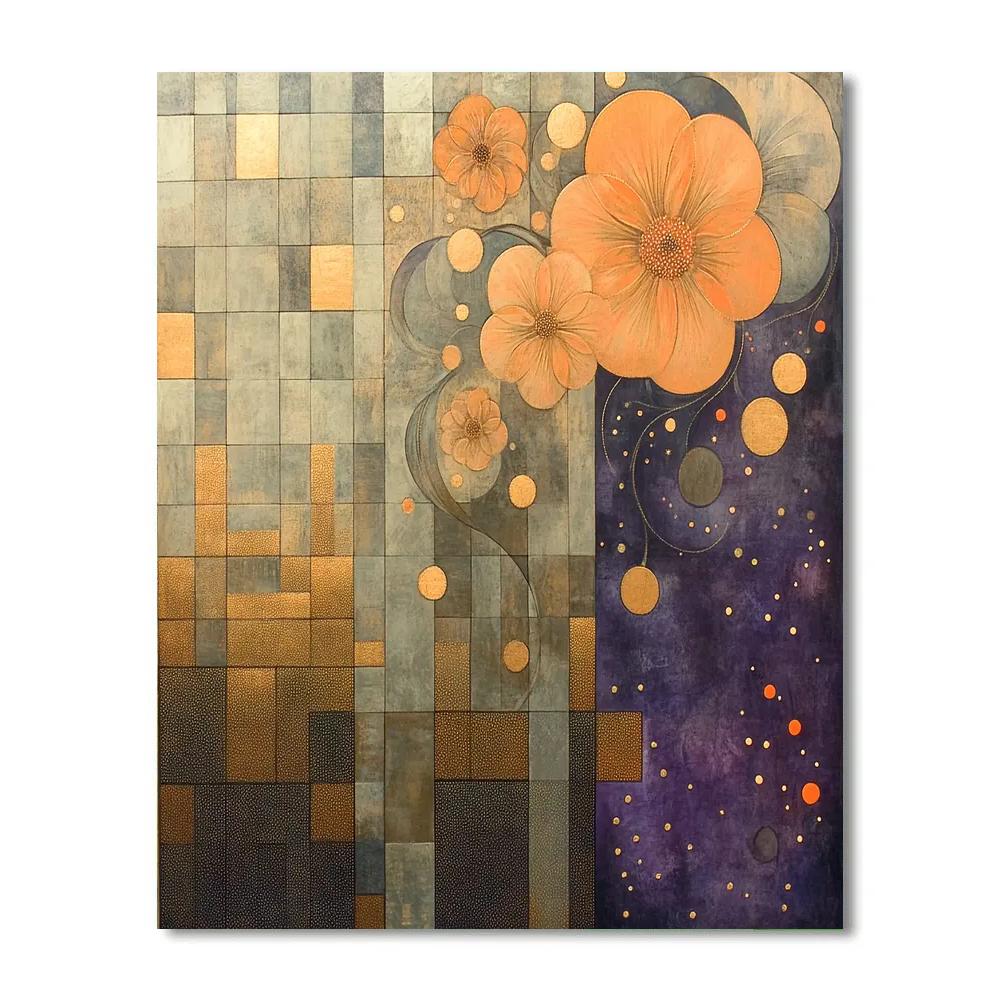 Gustav Klimt Inspired Quantum Lattice Bloom DIY paint by numbers