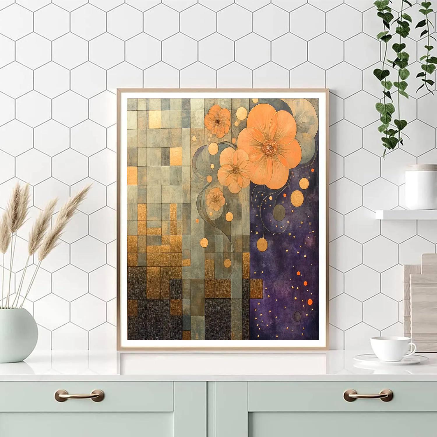 Gustav Klimt Inspired Quantum Lattice Bloom DIY paint by numbers