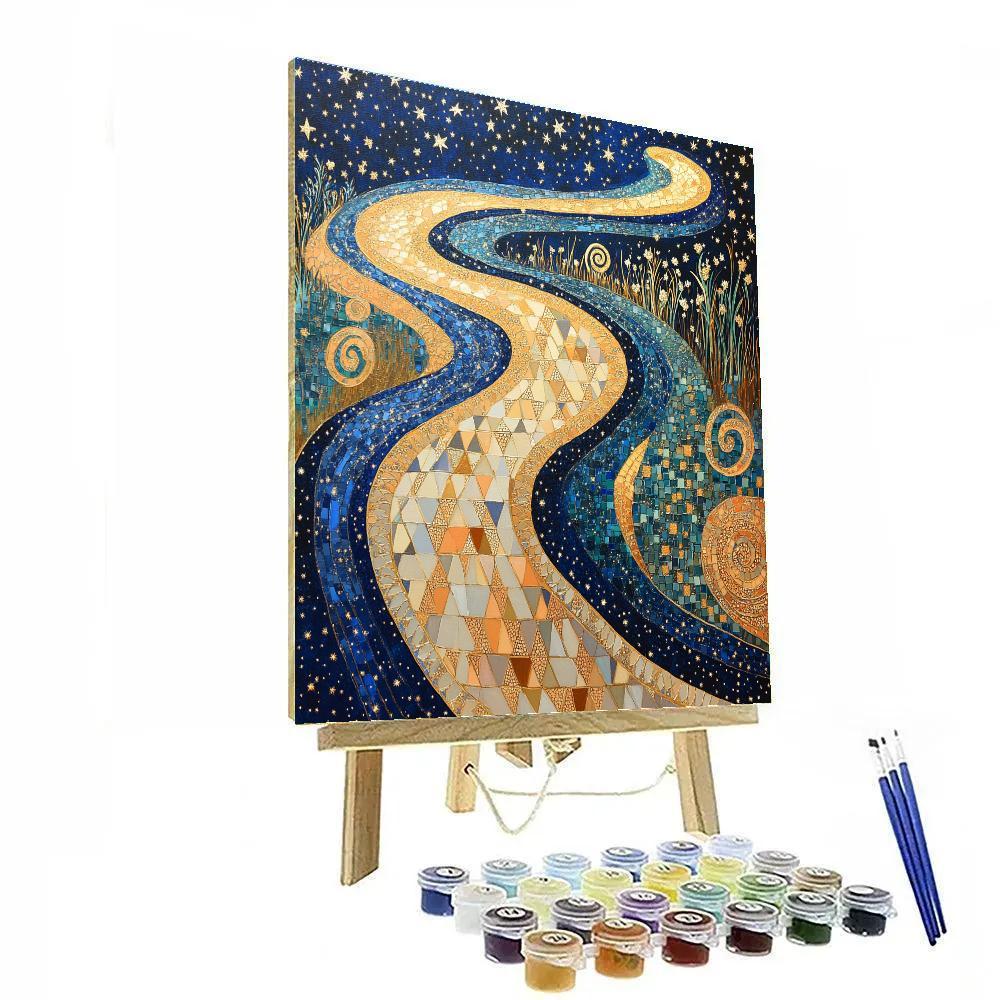 Gustav Klimt Inspired River Of Starlight Filigree paint by color