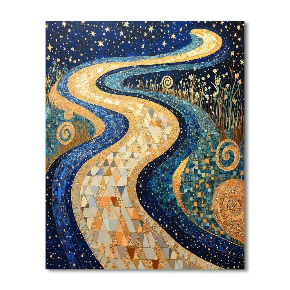Gustav Klimt Inspired River Of Starlight Filigree paint by color