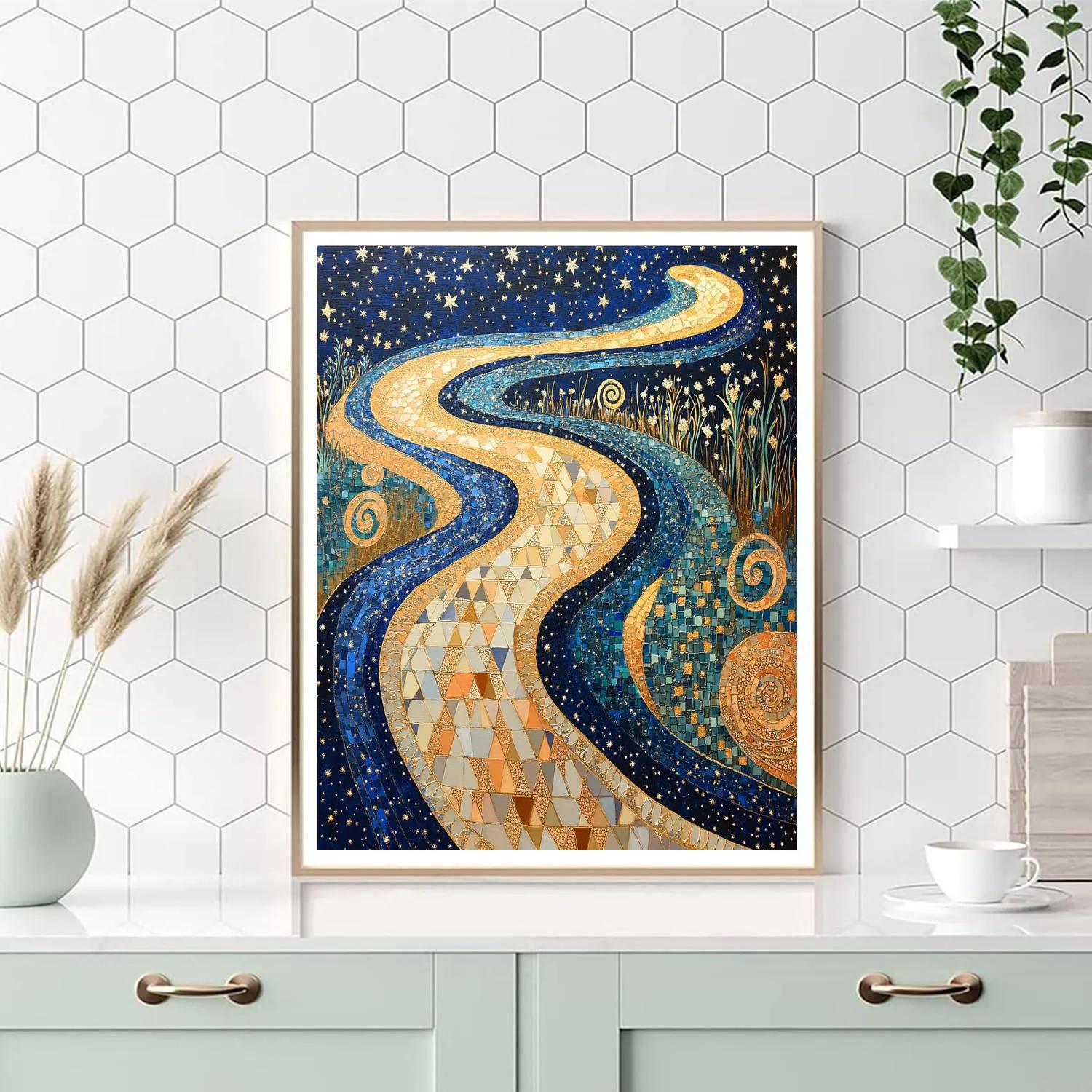 Gustav Klimt Inspired River Of Starlight Filigree paint by color