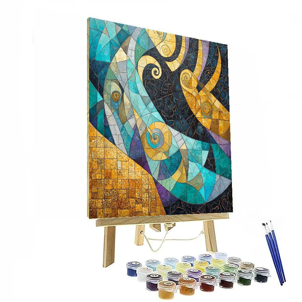 Gustav Klimt Inspired Prism Of Aurora Geometry paint by color