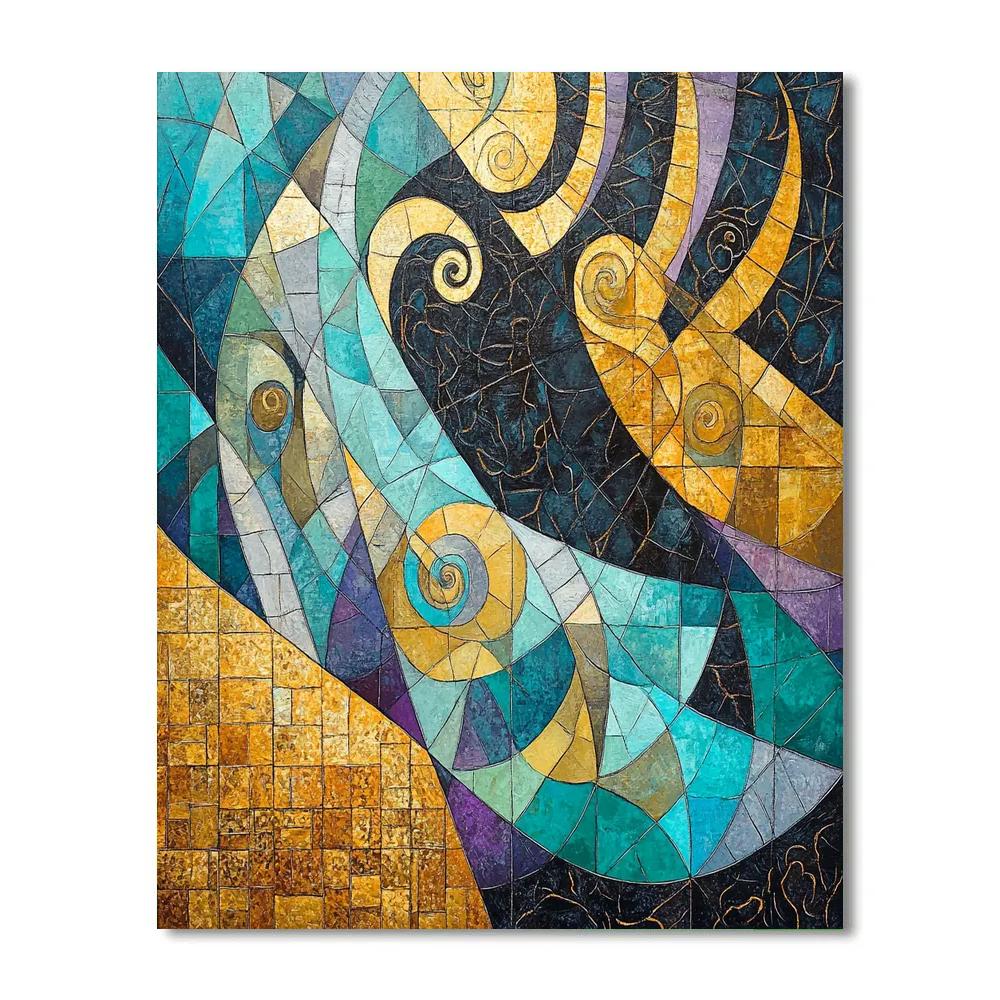 Gustav Klimt Inspired Prism Of Aurora Geometry paint by color