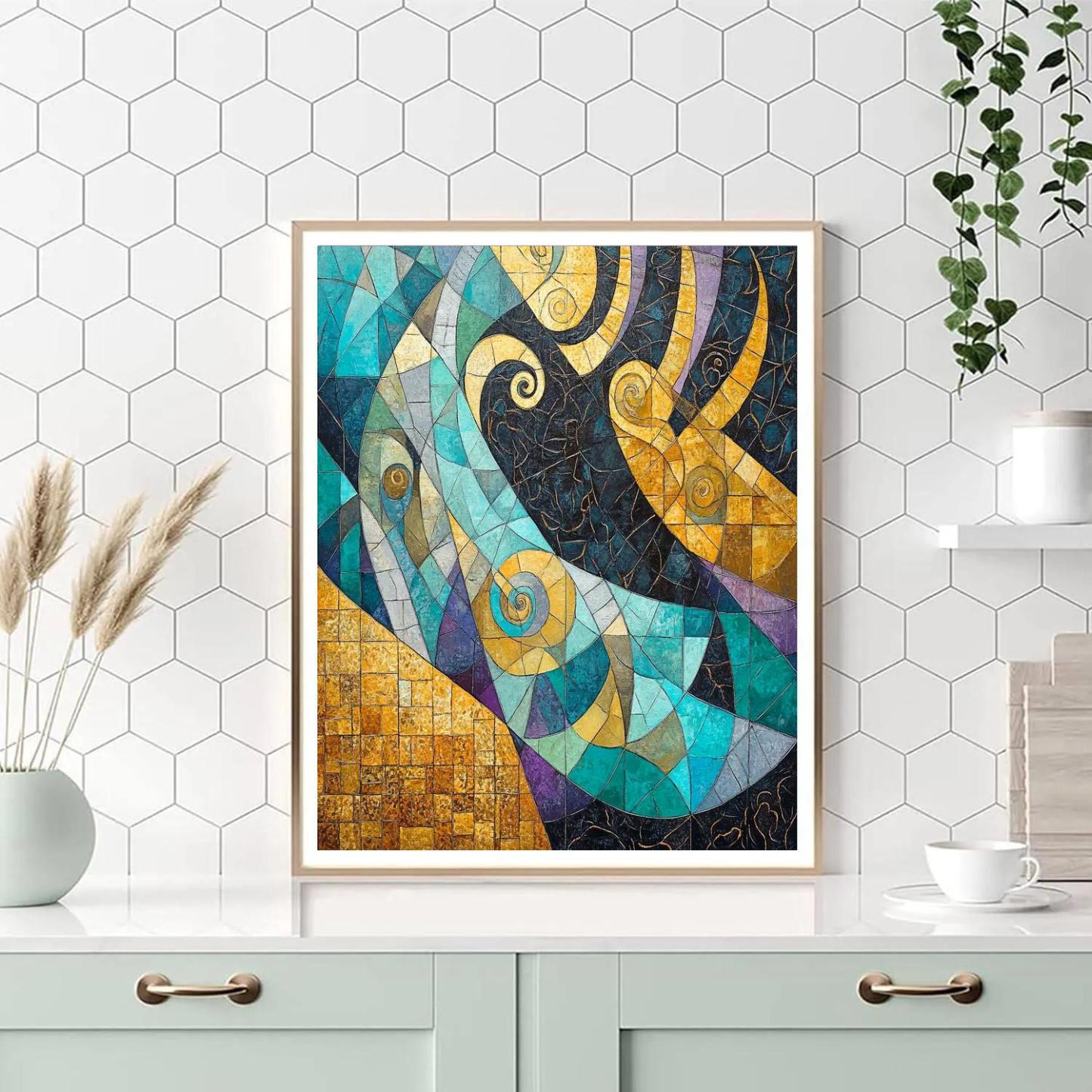 Gustav Klimt Inspired Prism Of Aurora Geometry paint by color