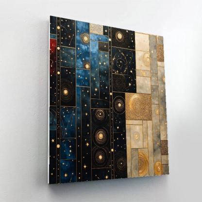 Gustav Klimt Inspired Midnight Constellation Mosaic Number painting