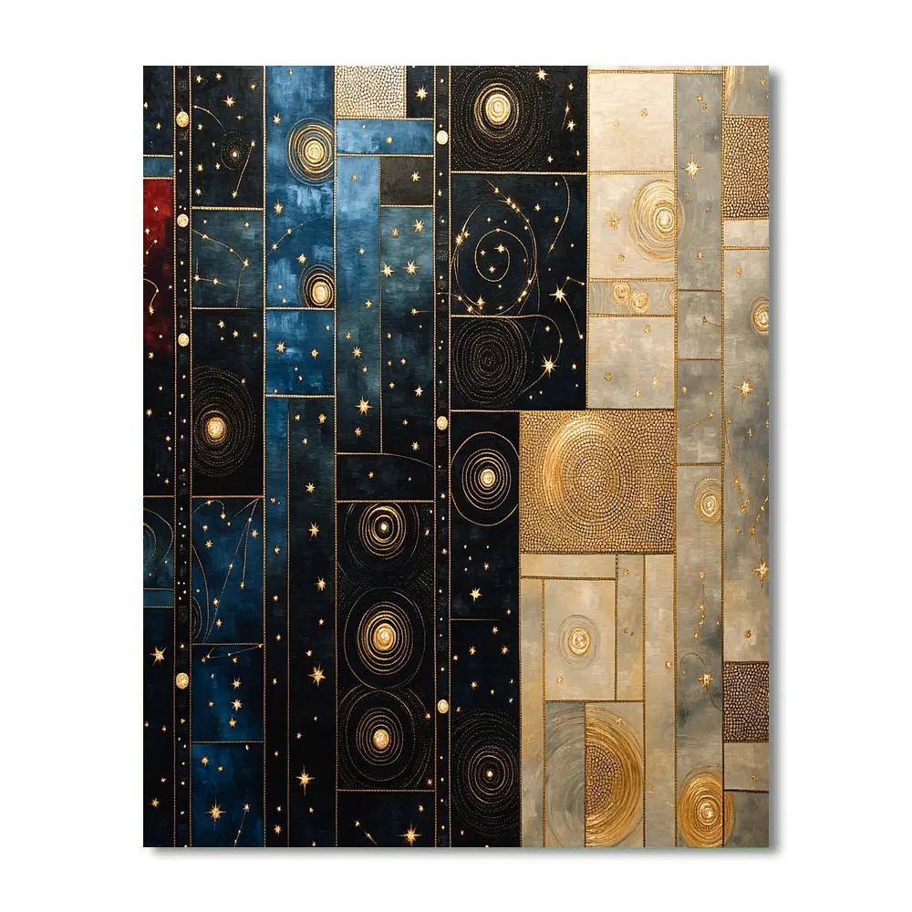 Gustav Klimt Inspired Midnight Constellation Mosaic Number painting