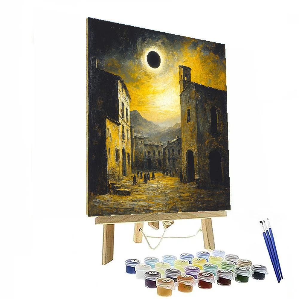 Francisco Goya Inspired Eclipse Over Old Village Numbered painting kits