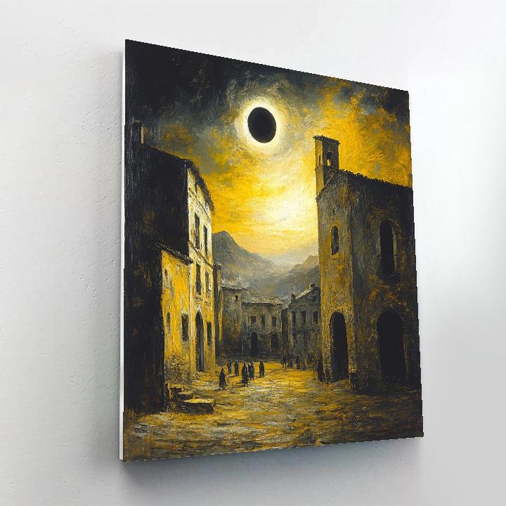 Francisco Goya Inspired Eclipse Over Old Village Numbered painting kits