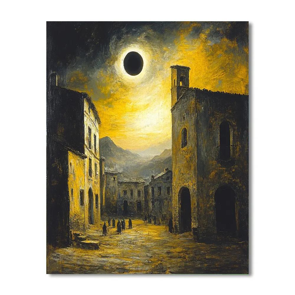 Francisco Goya Inspired Eclipse Over Old Village Numbered painting kits