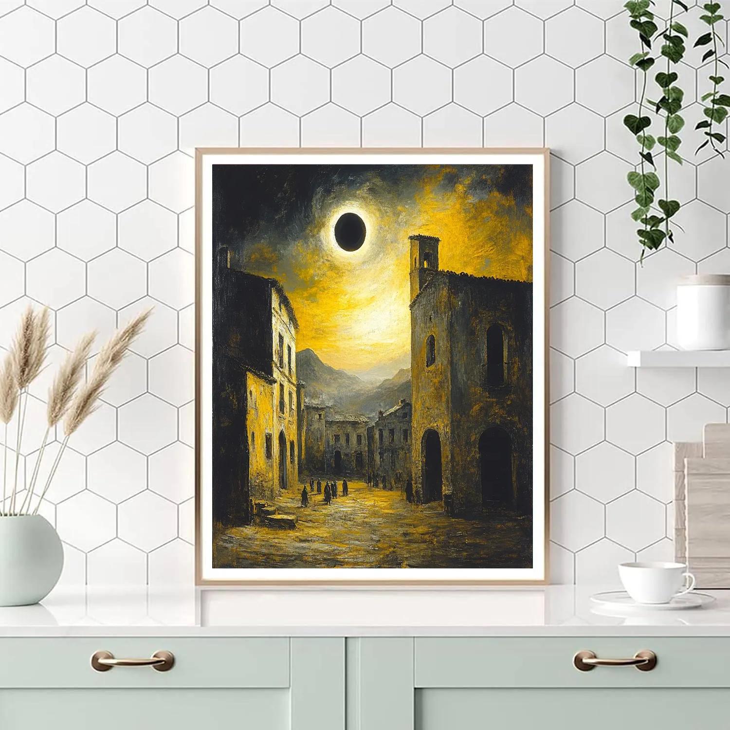 Francisco Goya Inspired Eclipse Over Old Village Numbered painting kits