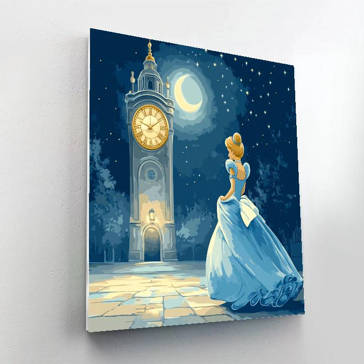 Cinderella Clocktower Moonlight Wish paint by number