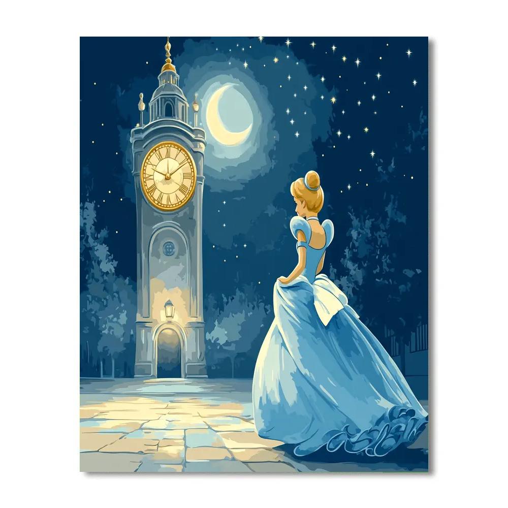 Cinderella Clocktower Moonlight Wish paint by number