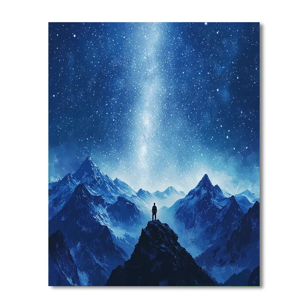Caspar David Friedrich Inspired Lone Hiker Under Milky Way painting number kit