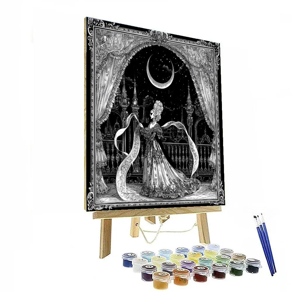 Aubrey Beardsley Inspired Moonlit Masquerade Illustration Painting by numbers kit