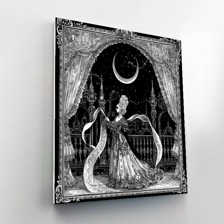 Aubrey Beardsley Inspired Moonlit Masquerade Illustration Painting by numbers kit