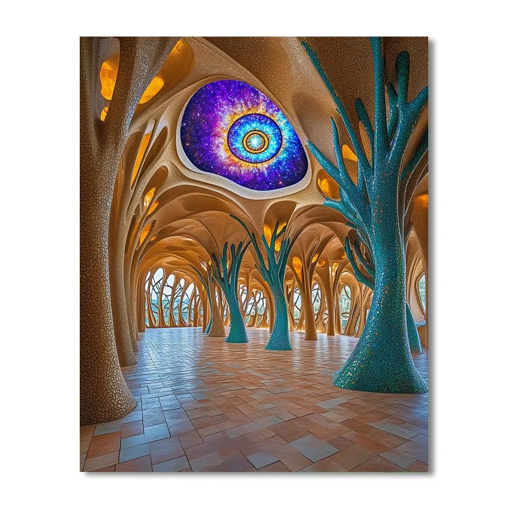 Antonio Gaudi Inspired Organic Space Cathedral painting number kit