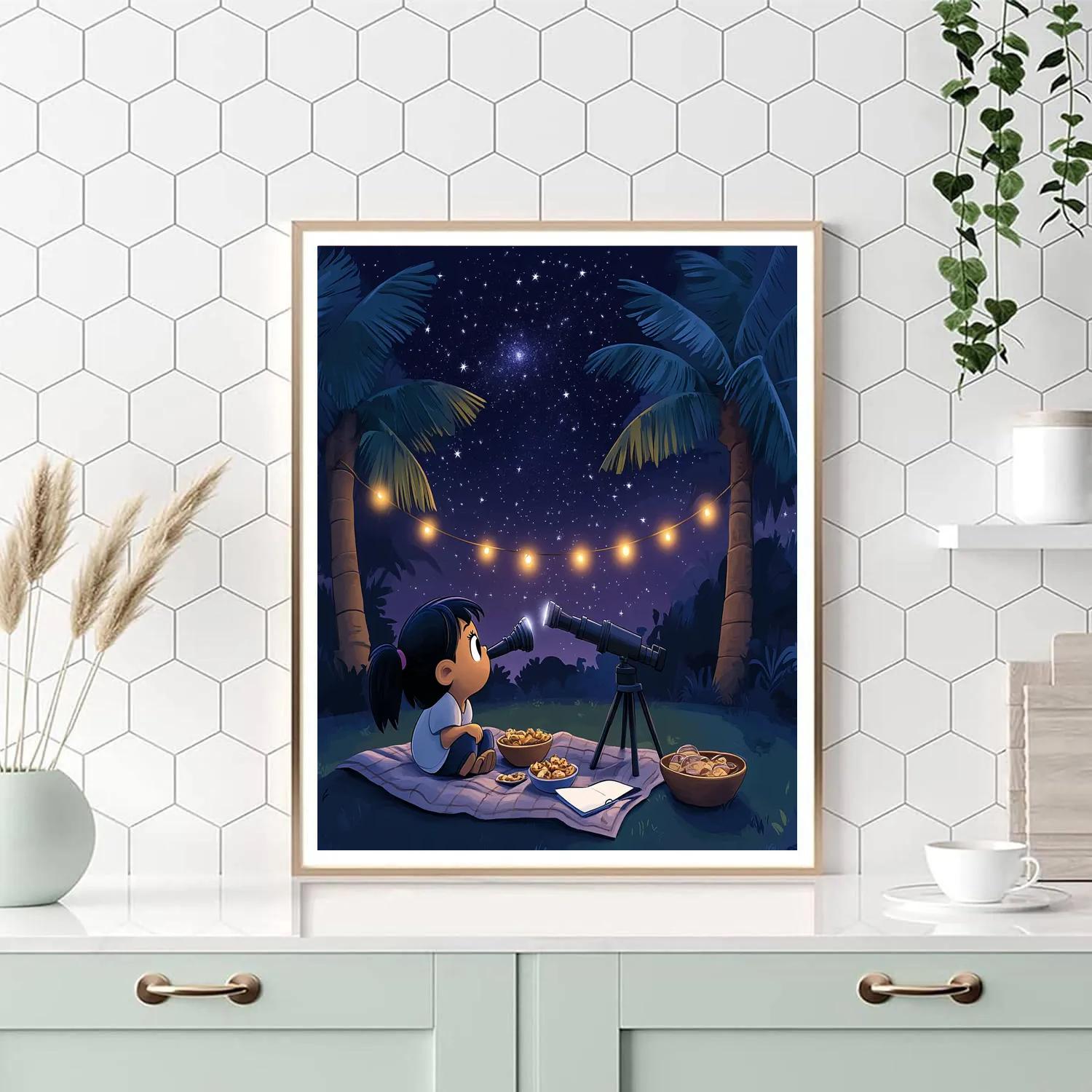 Lilo Backyard Telescope Sleepover Paint by numbers kits