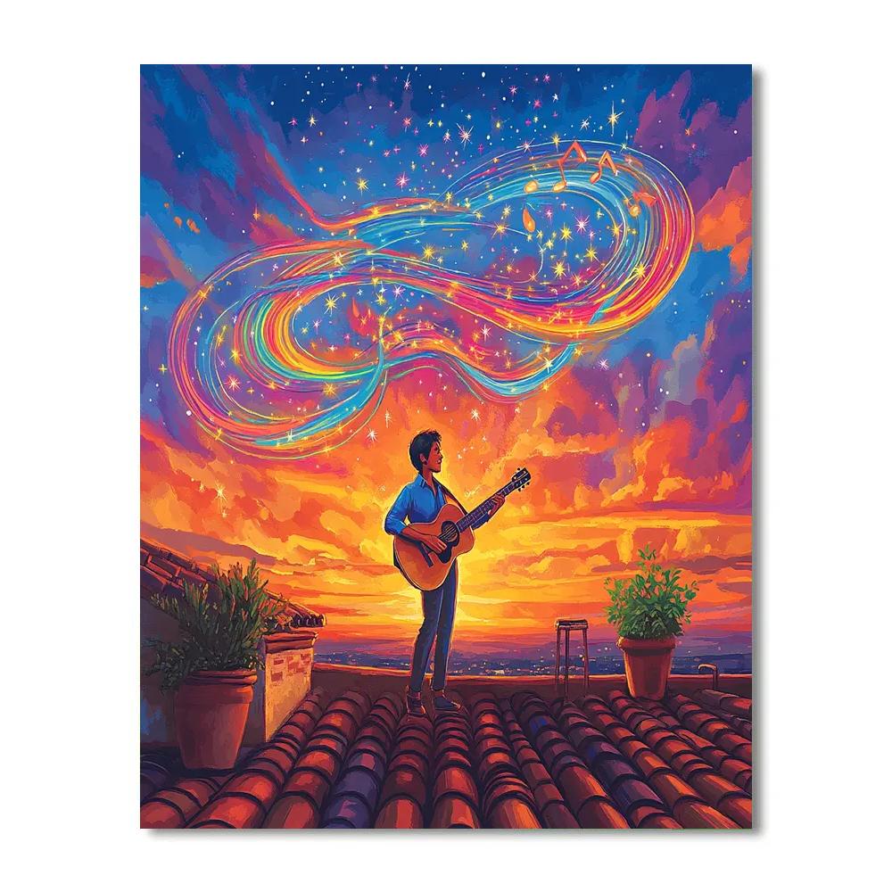 Miguel Rivera Cosmic Music Rooftop Paint by numbers art