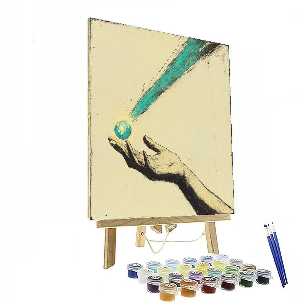 Egon Schiele Inspired Expressive Hands Holding A Comet painting number kit