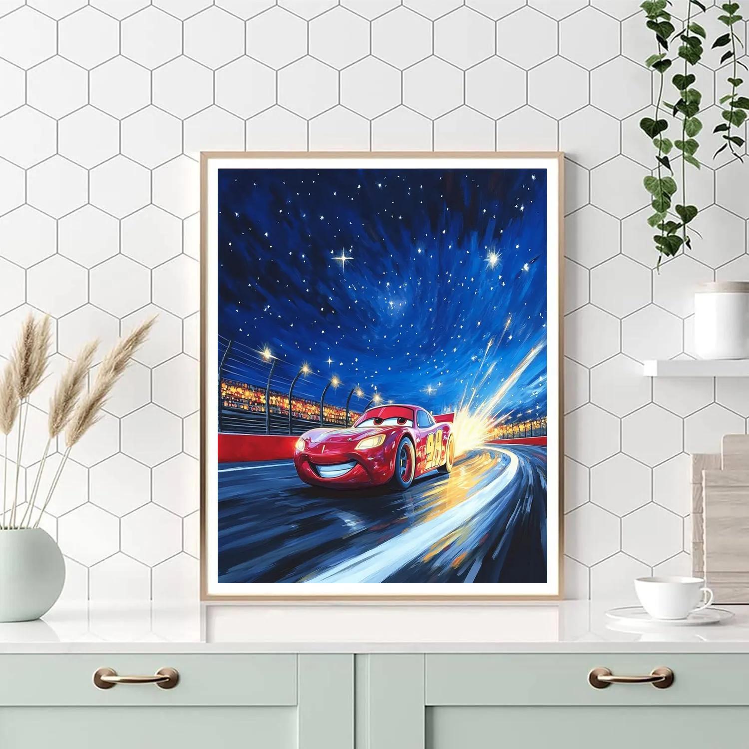 Lightning McQueen Star Speedway Night Race DIY paint by numbers