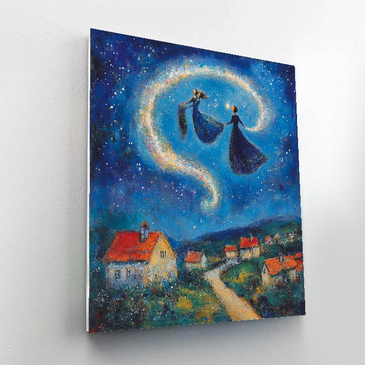 Marc Chagall Inspired Lovers Floating Above A Village Galaxy DIY paint by numbers