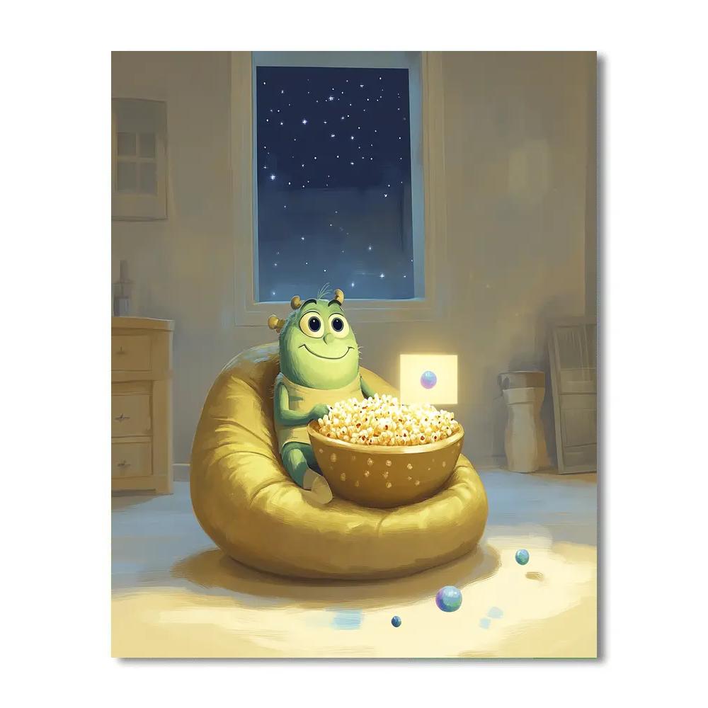 Mike Wazowski Planet Popcorn Movie Night Paint by numbers art