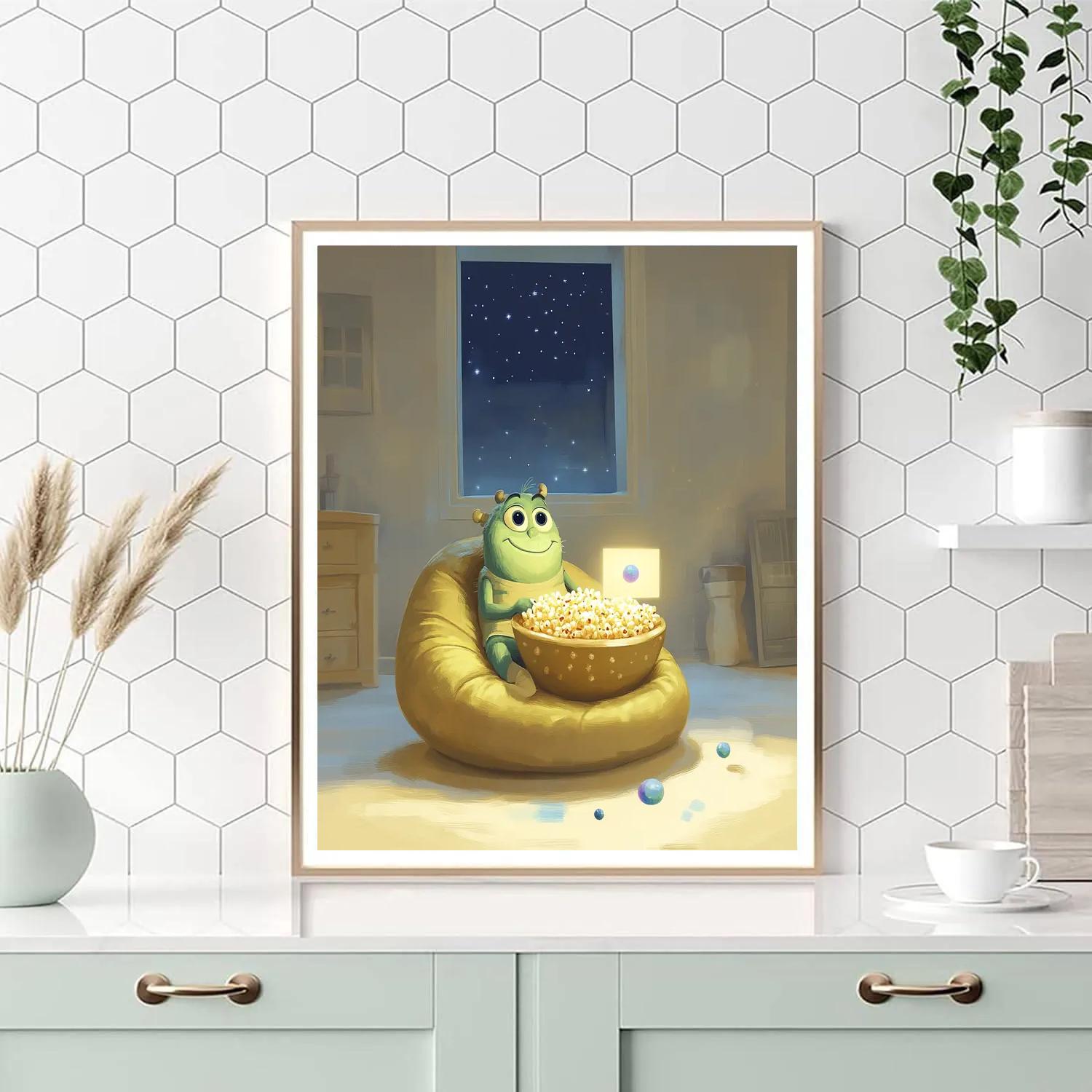 Mike Wazowski Planet Popcorn Movie Night Paint by numbers art