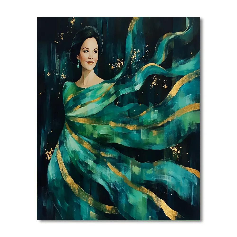 John Singer Sargent Inspired Elegant Woman With Aurora Shawl paint by number