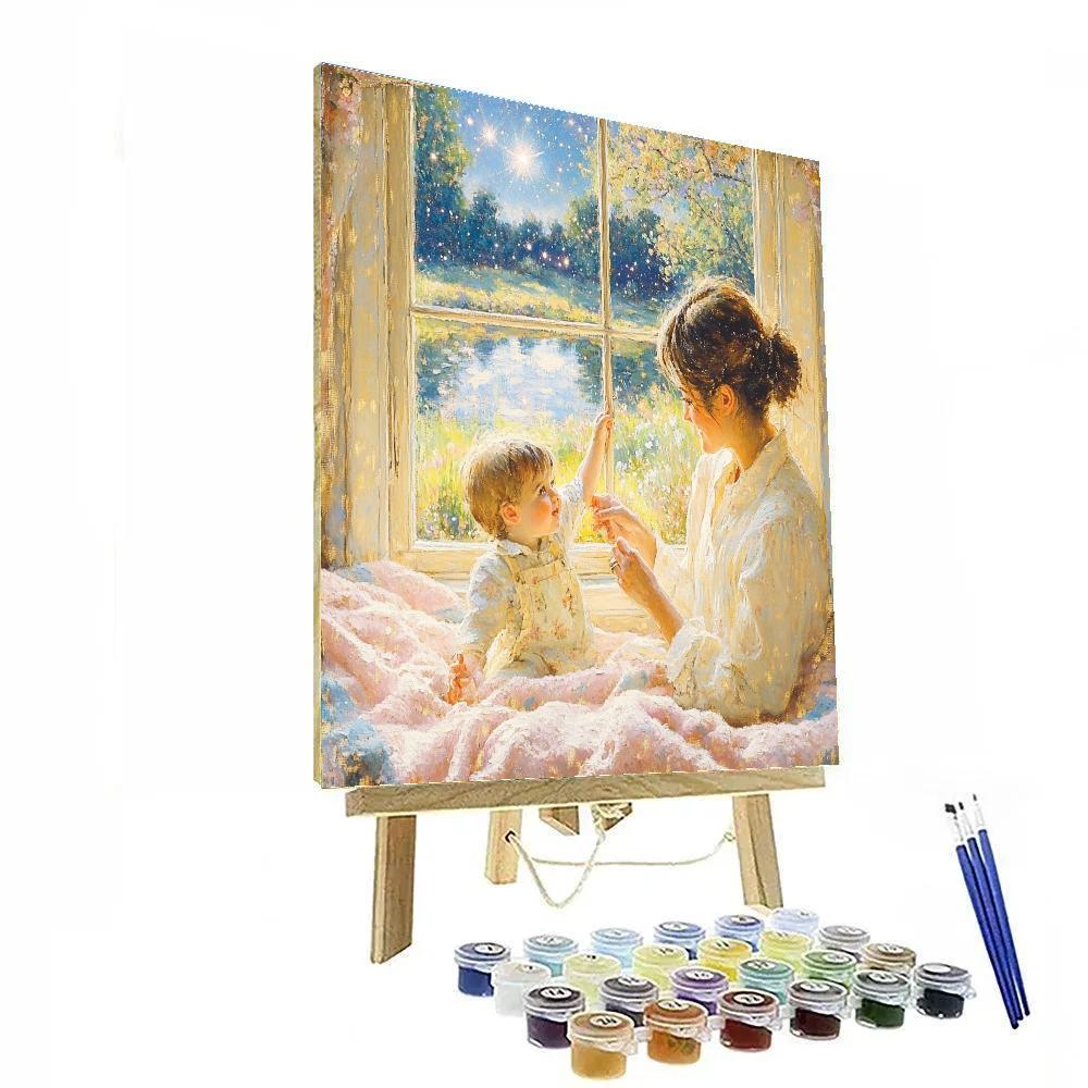 Mary Cassatt Inspired Mother And Child Stargazing paint by color