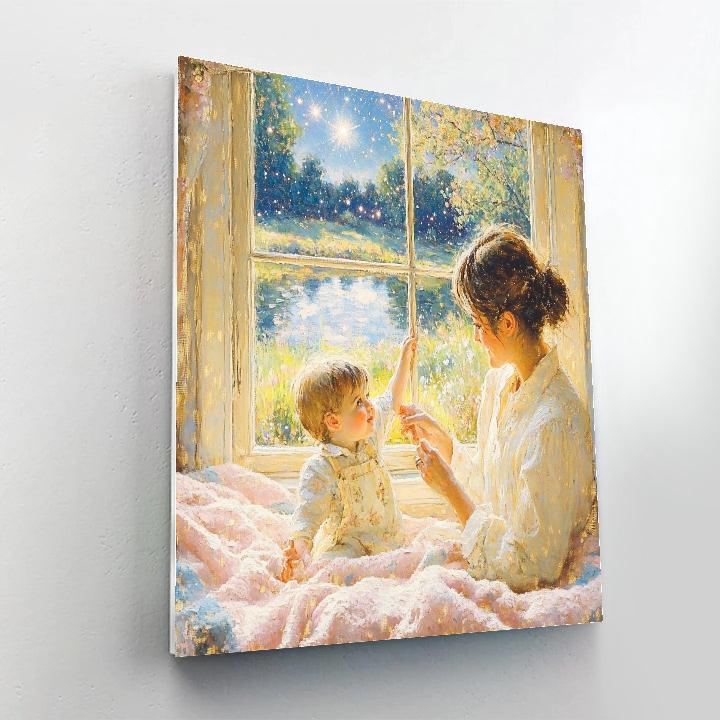 Mary Cassatt Inspired Mother And Child Stargazing paint by color