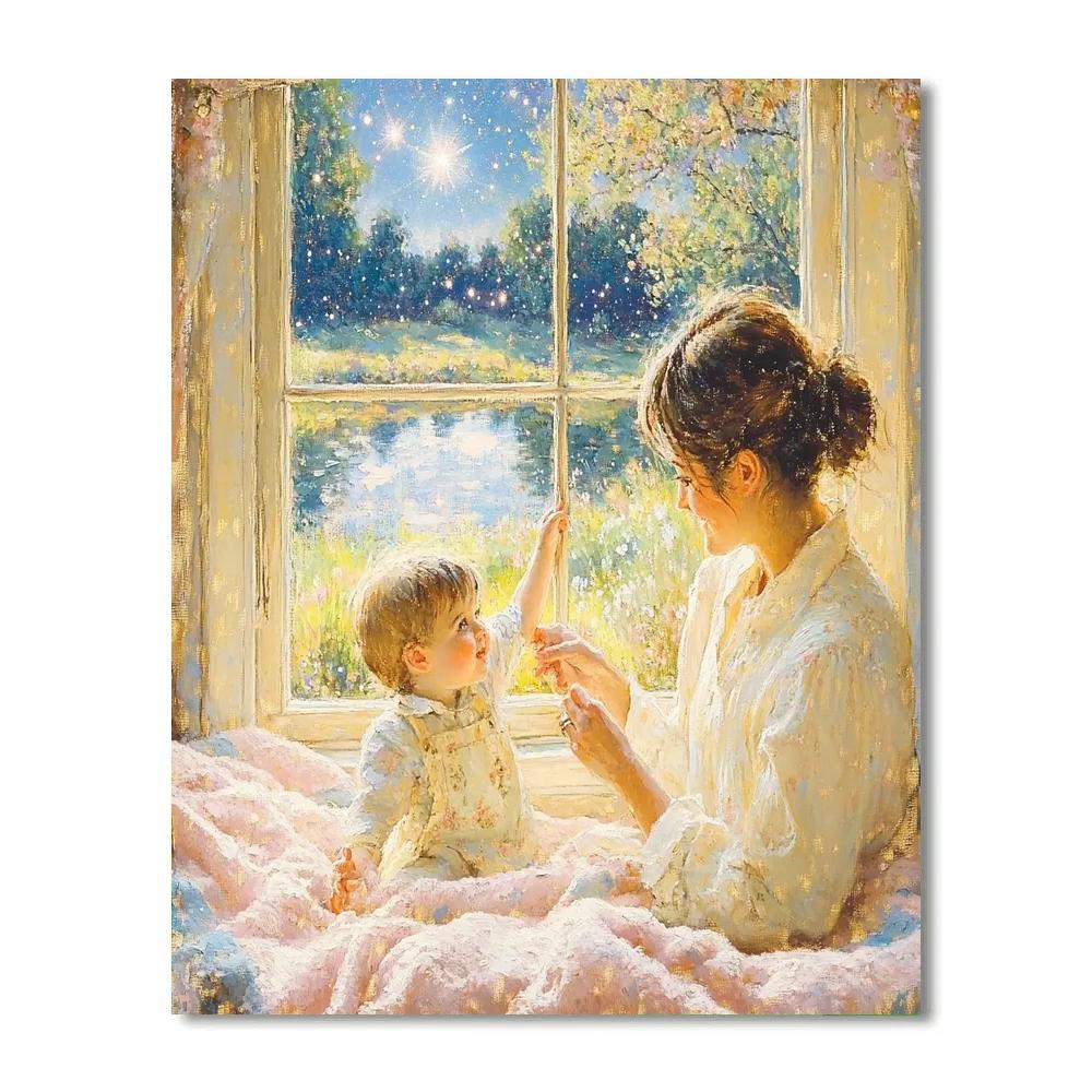 Mary Cassatt Inspired Mother And Child Stargazing paint by color