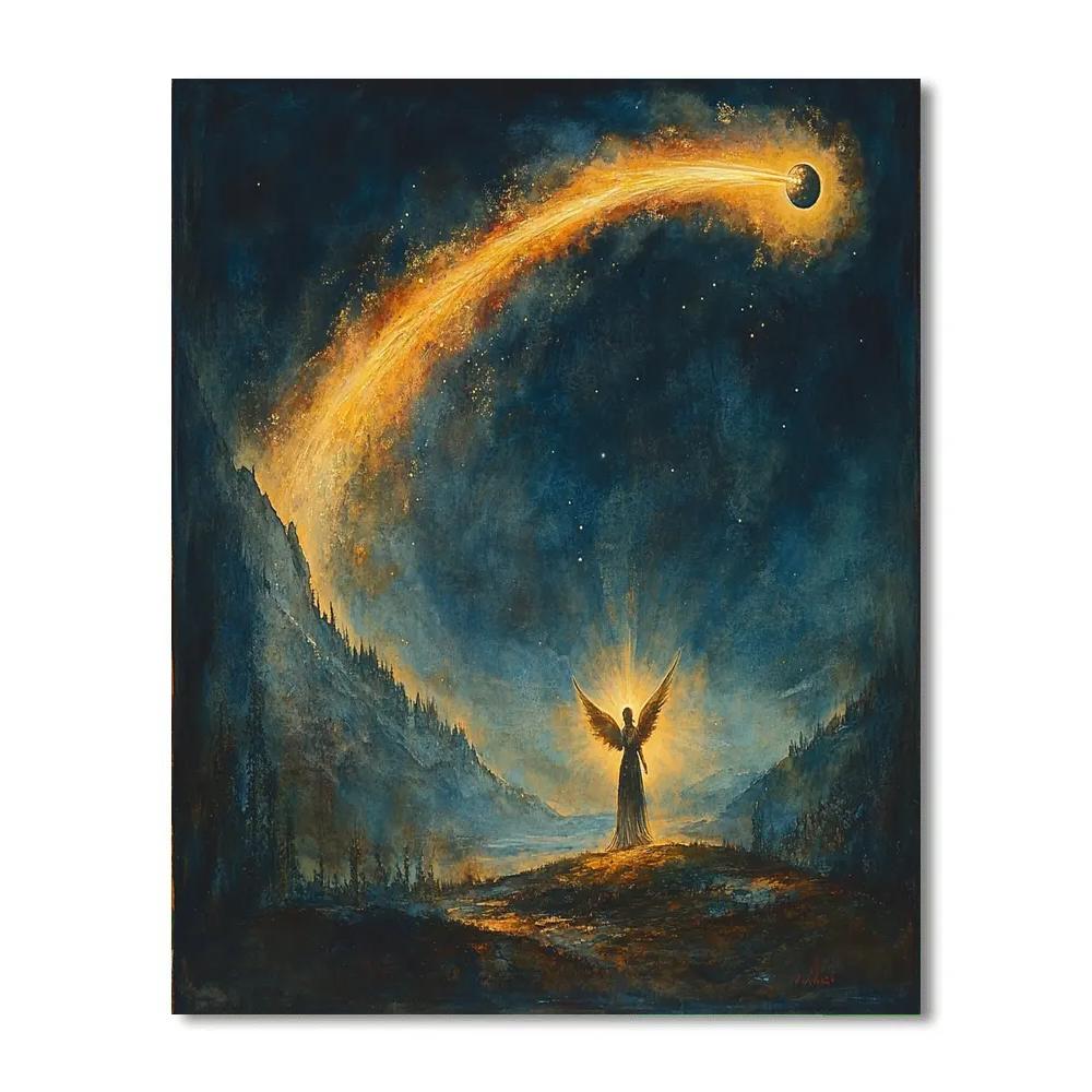 William Blake Inspired Mythic Angel Guiding A Comet DIY paint by numbers
