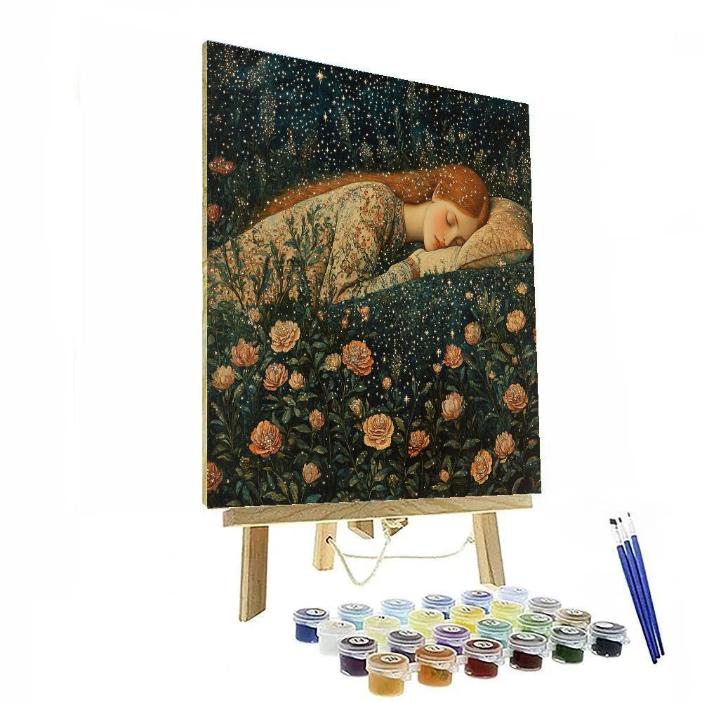 Edward Burne Jones Inspired Sleeping Beauty In Star Garden DIY paint by numbers