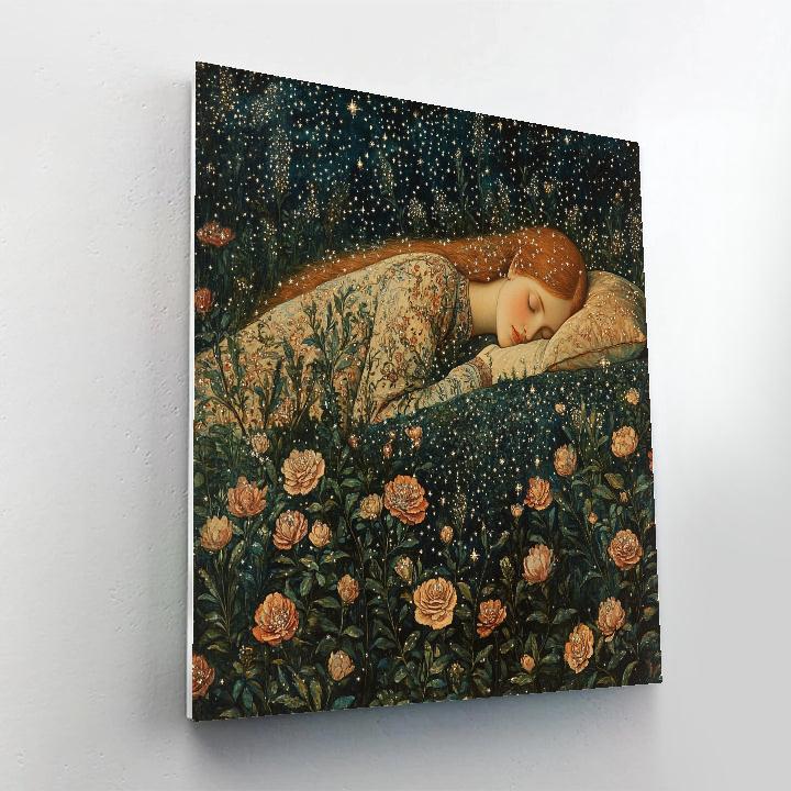 Edward Burne Jones Inspired Sleeping Beauty In Star Garden DIY paint by numbers