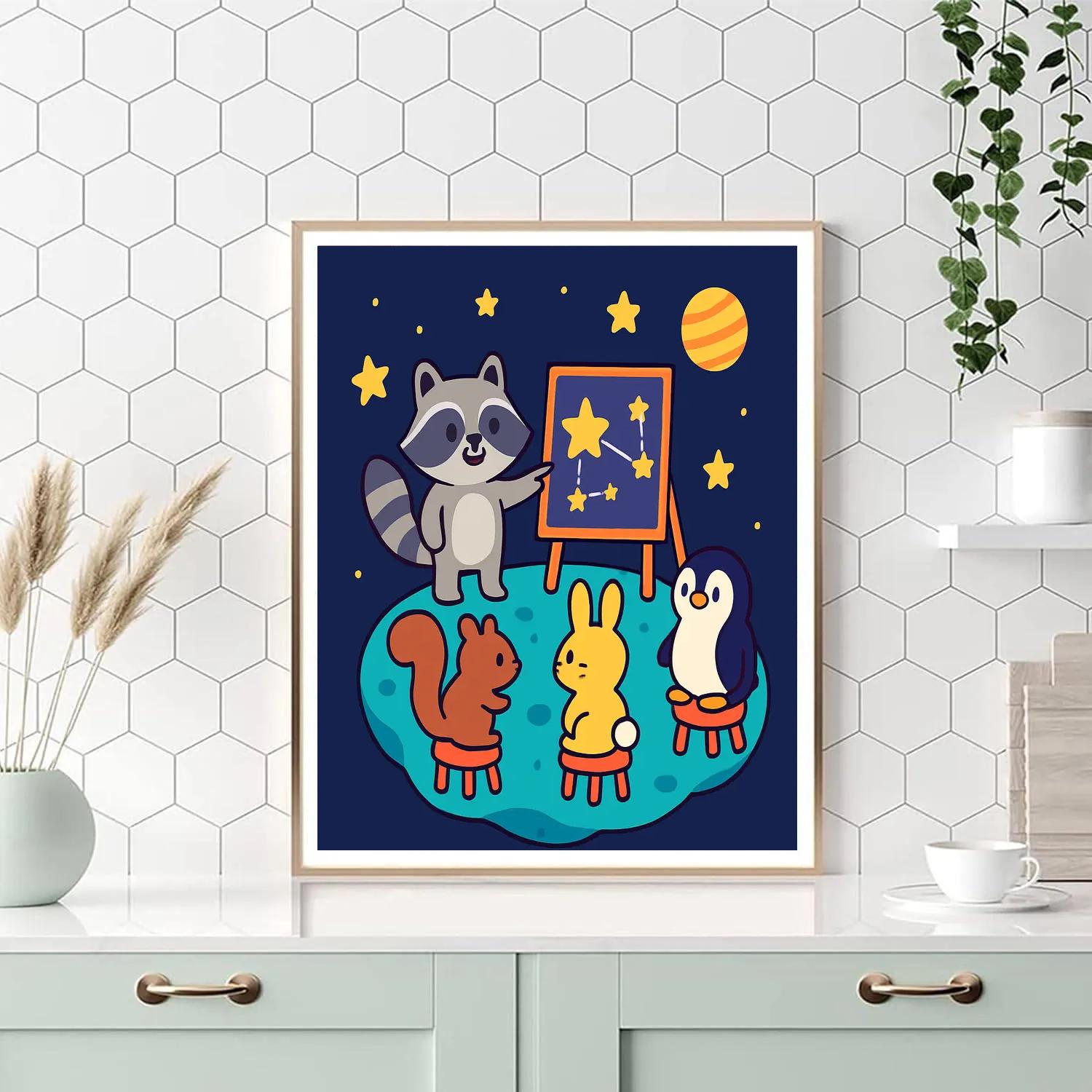 Comet Classroom On A Floating Asteroid paint by color