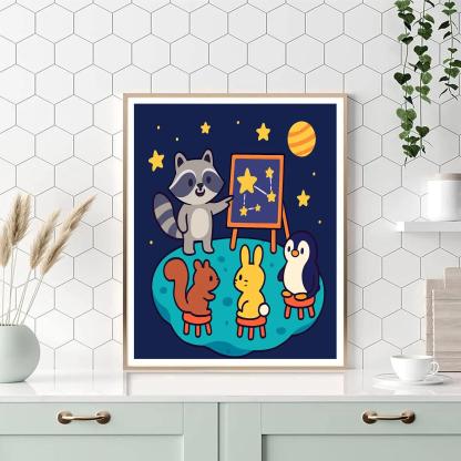 Comet Classroom On A Floating Asteroid paint by color