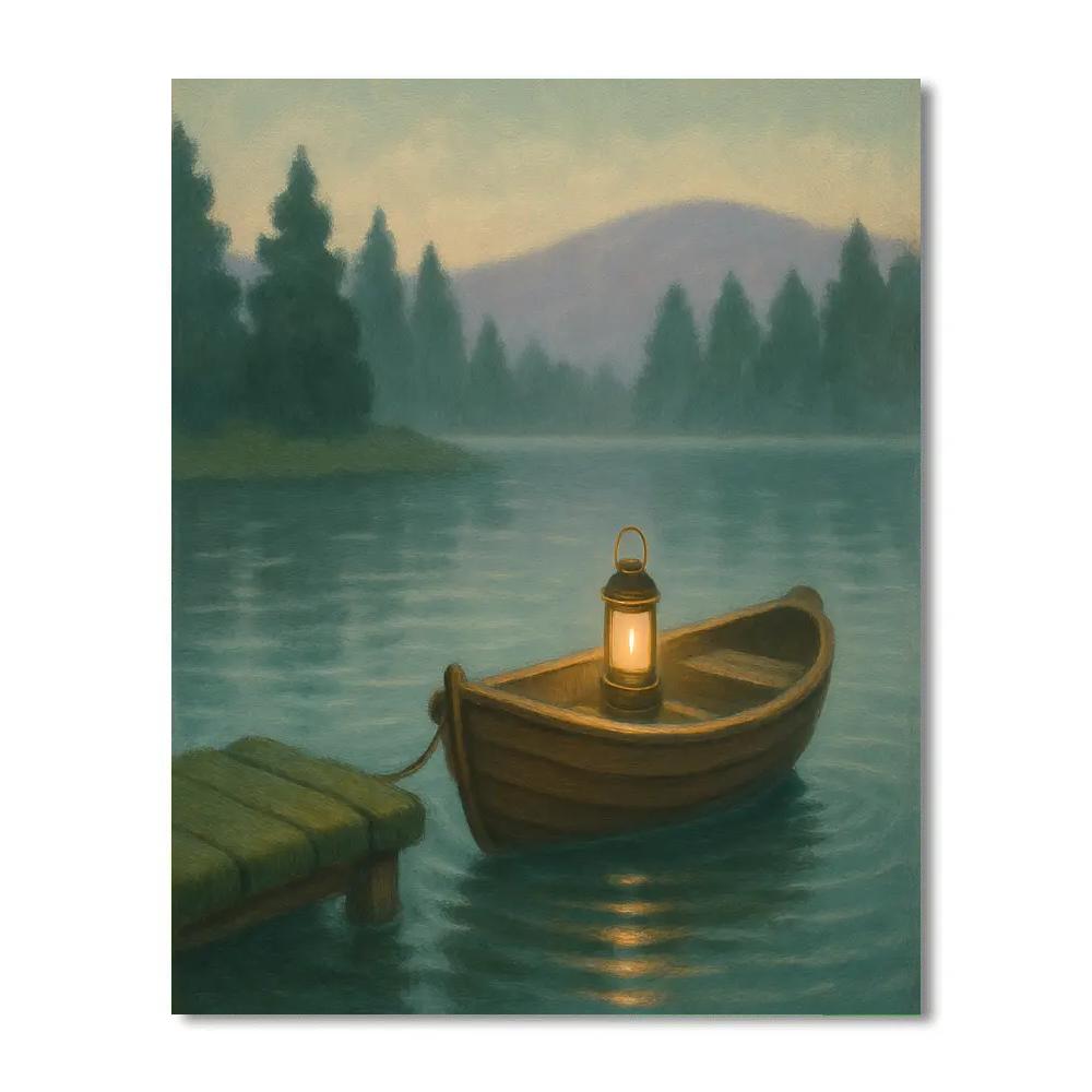 Lantern Glow Over Stillwater Cove paint by numbers