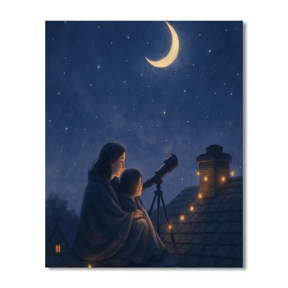 Telescope Wishes With Mom Painting by numbers kit