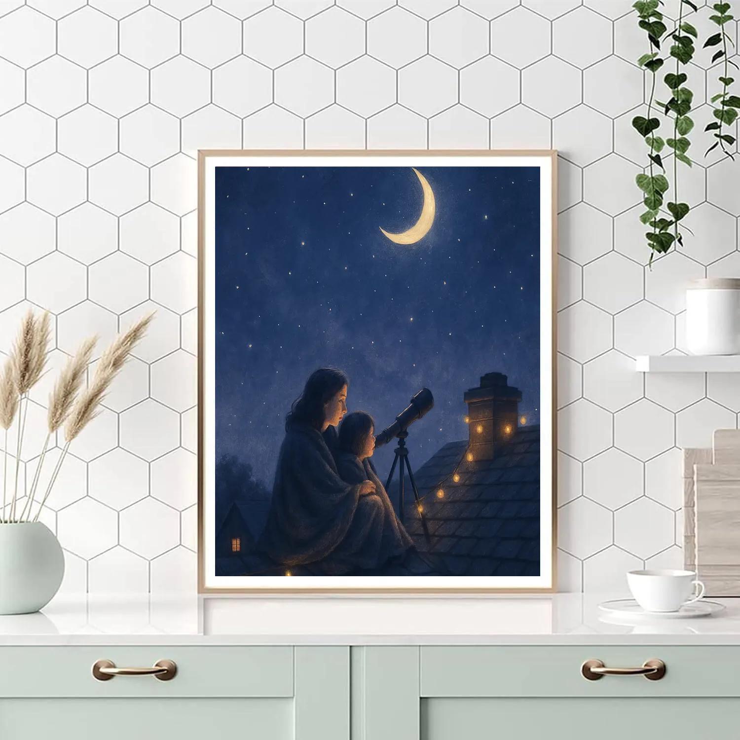 Telescope Wishes With Mom Painting by numbers kit