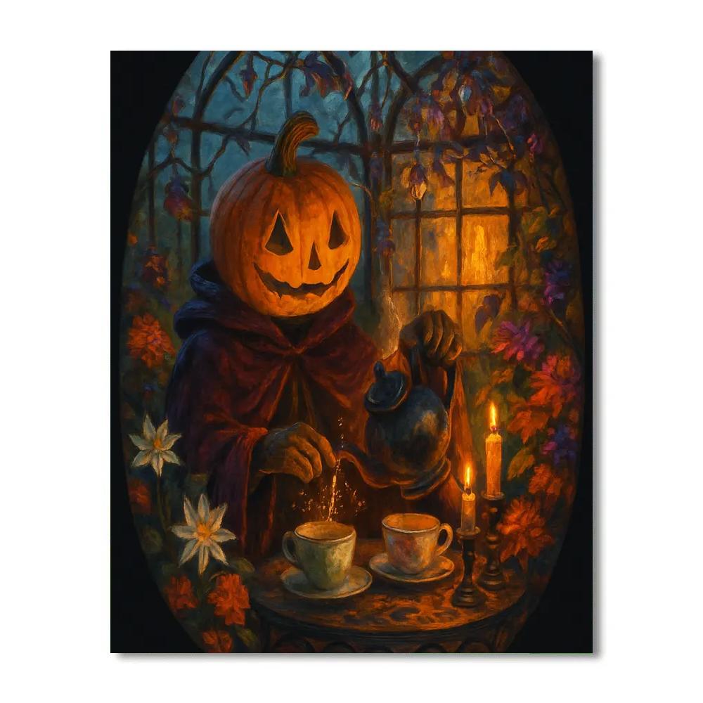 Clockwork Pumpkin Tea At The Witchs Conservatory paint by numbers