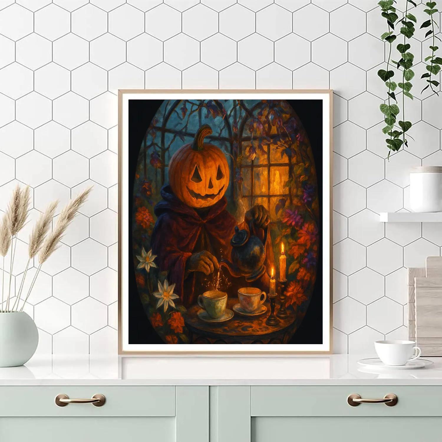 Clockwork Pumpkin Tea At The Witchs Conservatory paint by numbers