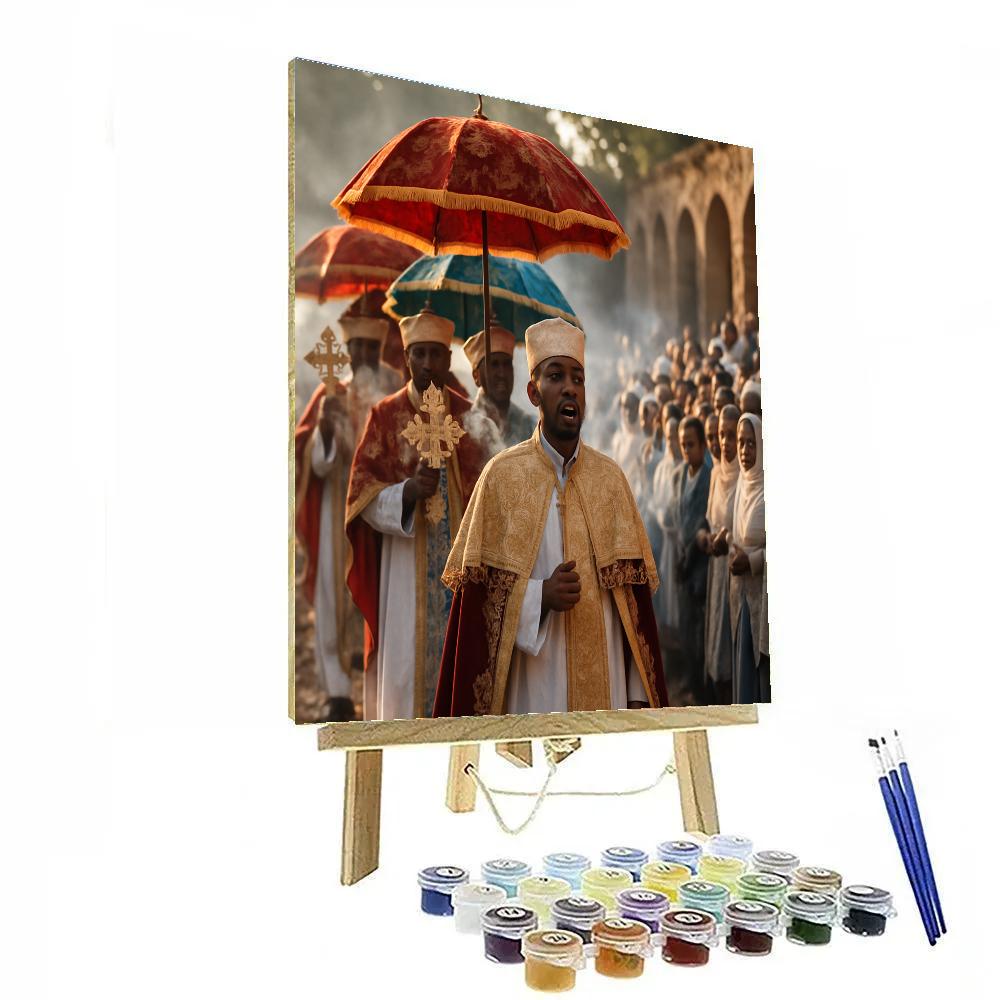 Timkat Epiphany Procession At Fasilides Bath Gondar Paint by numbers kits