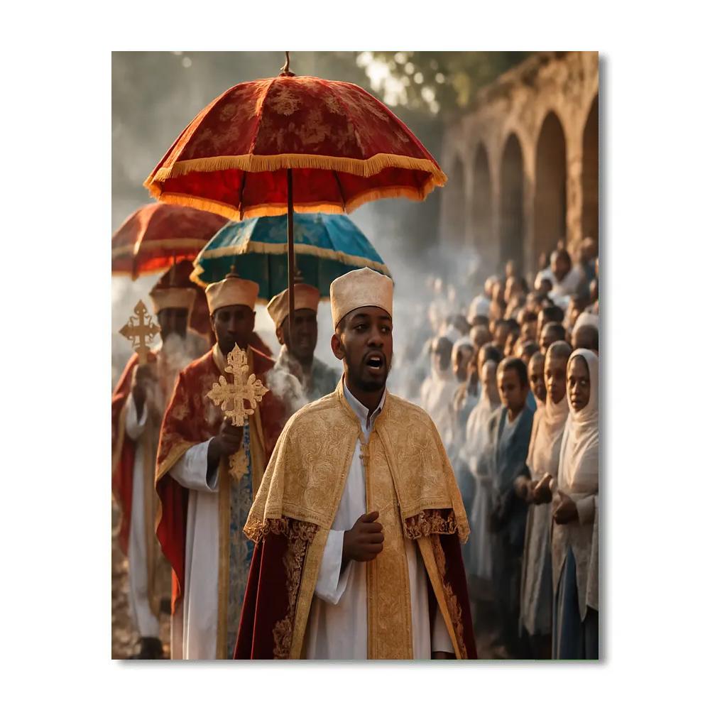 Timkat Epiphany Procession At Fasilides Bath Gondar Paint by numbers kits